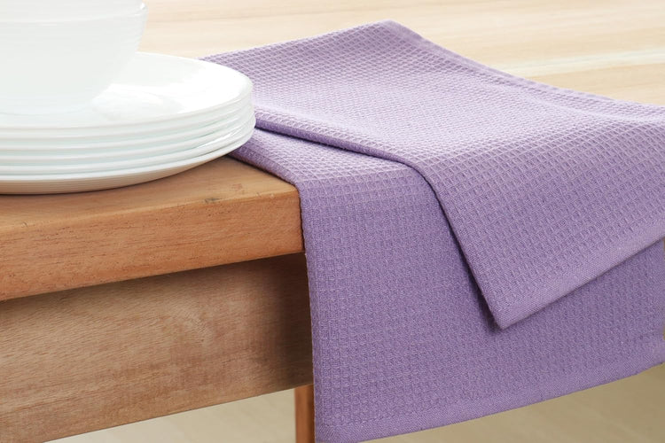 PurpleEssences Waffle Weave Kitchen Towel, 100% Cotton - 15 x 25 Inches, with Hanging Loop Ultra Soft Absorbent Quick Drying Dish Cloth, Tea and Hand Towels, 6 Pack - Spring Summer - Lavender - Nestoria