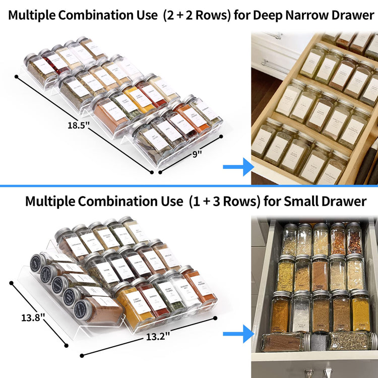 Clear Acrylic Spice Drawer Organizer (4 Count)