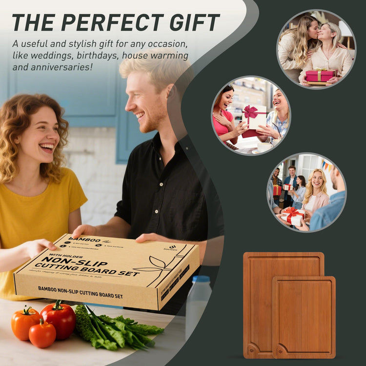 Bamboo Cutting Board Set Non Slip Feet Over Sink Day Gifts Best Mama Mommy Bonus Busy Mom Ever Christmas Xmas Birthday Law Step Stepmom Stepmother Who Have Everything Good Unique Useful Present (2 Count)