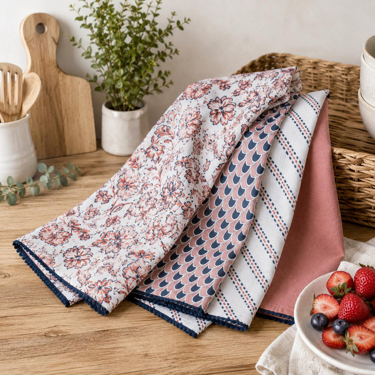 Printed Kitchen Dish Bar and Tea Towels Cotton (4 Count)
