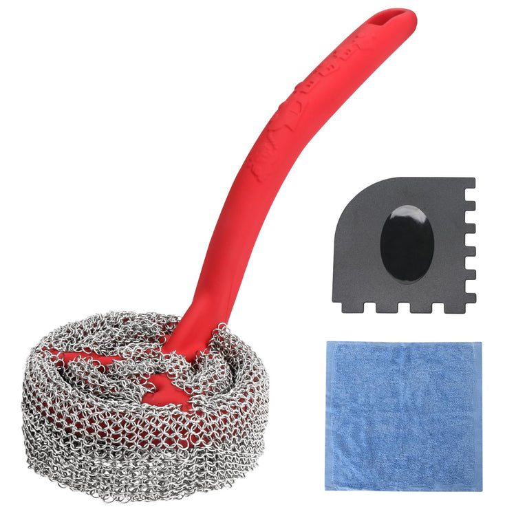 Cast Iron Chainmail Scrubber with Handle （ABS）