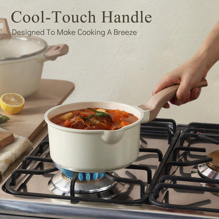 Nonstick 1.5Qt & 3.0Qt Sauce Pan Sets with Lid (2 Count)