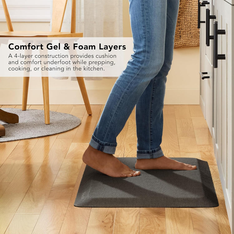 KitchenAid Gourmet Series Kitchen Comfort Gel Mat, Solid Basketweave, Charcoal Grey, 20"x39"