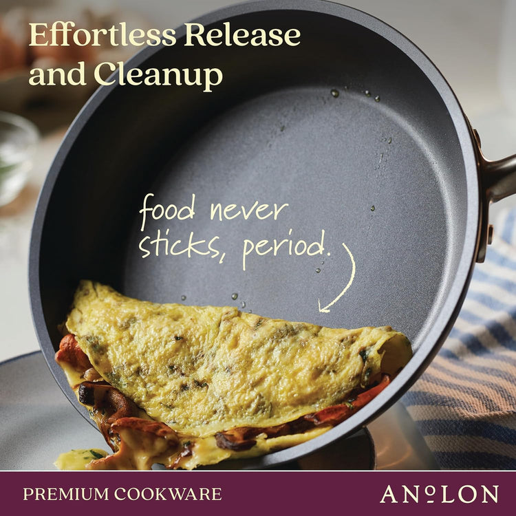 Anolon Accolade Forged Hard Anodized Nonstick Pots & Pans - Induction Cookware Set - 12 Piece - Moonstone Gray