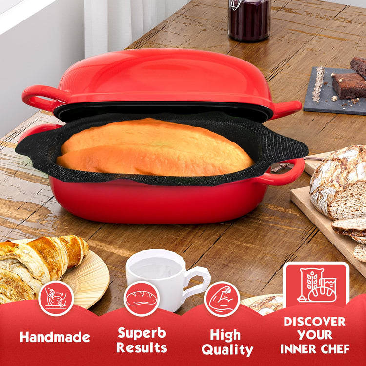 Dutch Oven 2.5QT Bread Pans with Silicone Liner for Bread Baking