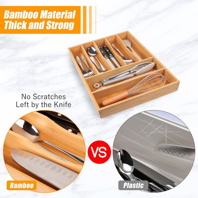 Bamboo Silverware Drawer Organizer