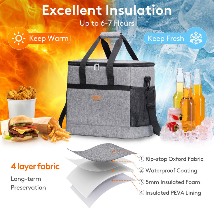 Cooler Bag 60 Cans Collapsible and Insulated Large Lunch Bag Leakproof Soft Cooler Portable for Camping