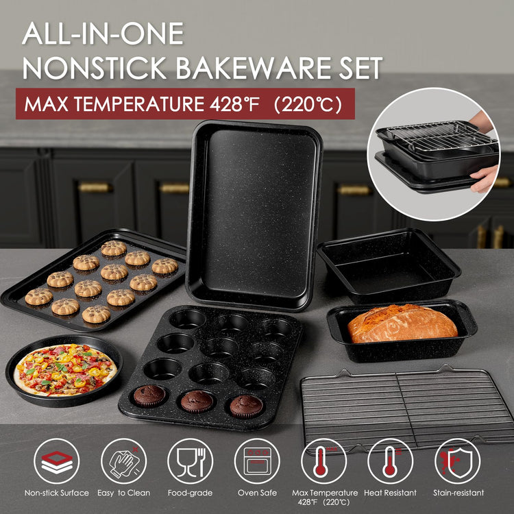 Pots and Pans Set Non Stick 31 Piece Kitchen Nonstick Cooking Cookware Sets with Grill Pan Saucepan Baking Sheet Utensil