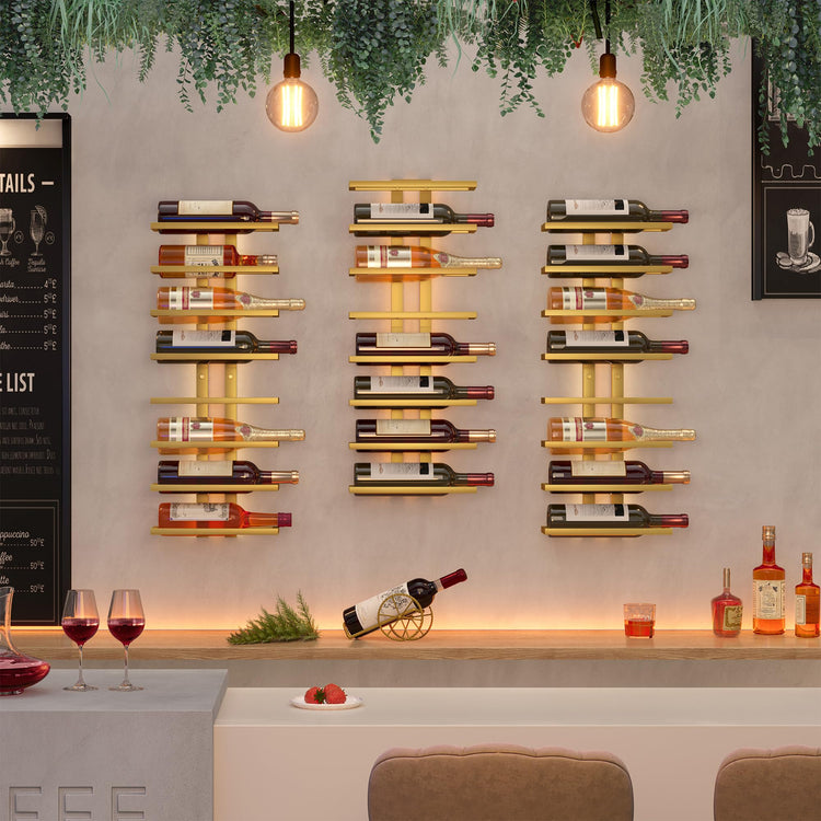 3 Set 8 Tier Wall Mount Wine Rack (24 Count)