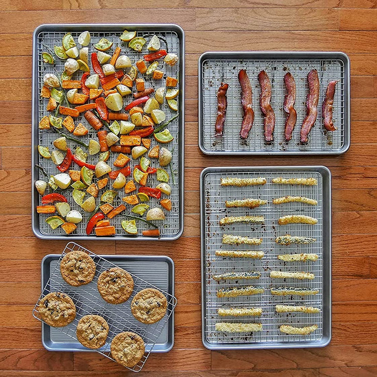Bakeware Half Sheet Baking Pan and Bakeable Nonstick and Cooling Rack Set