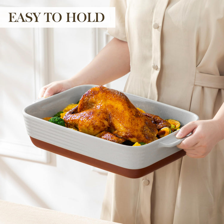 Large 9x13 Ceramic Baking Dish with Handles