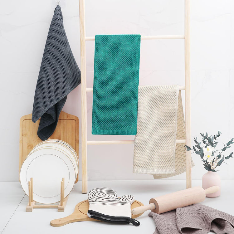 100% Cotton Waffle Weave Kitchen Dish Towels 4 (4 Count)