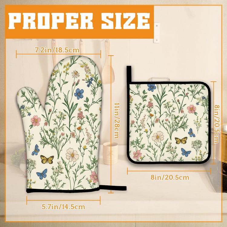 Wildflowers Oven Mitts and Pot Holders (4 Count)
