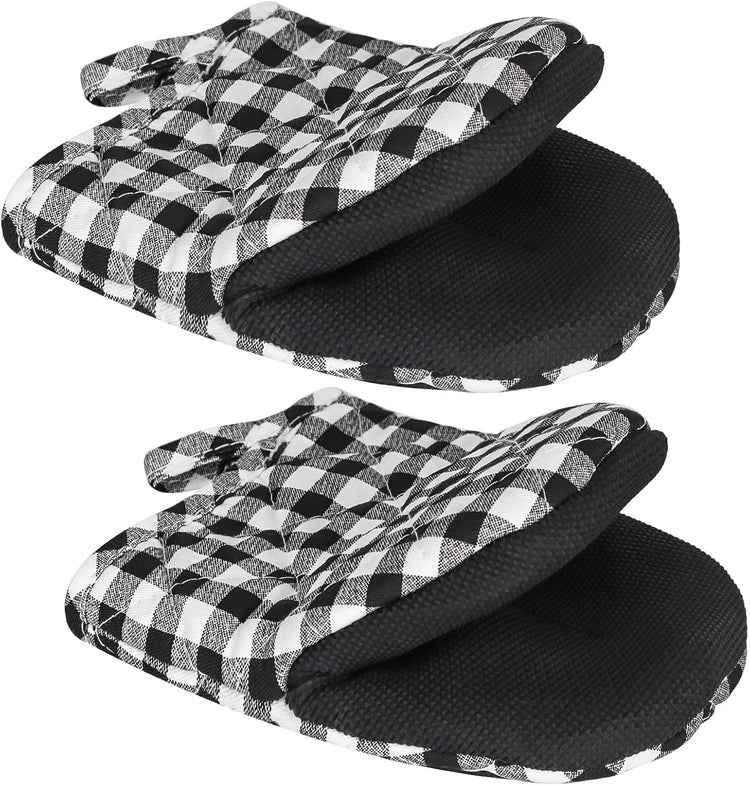 Qulable 1 Pair Short Oven Mitts - Silicone Kitchen Oven Gloves High Heat Resistant 500℉, Mini Oven Mits with Non-Slip Grip Surfaces and Hanging Loop for BBQ, Baking, Cooking and Grilling