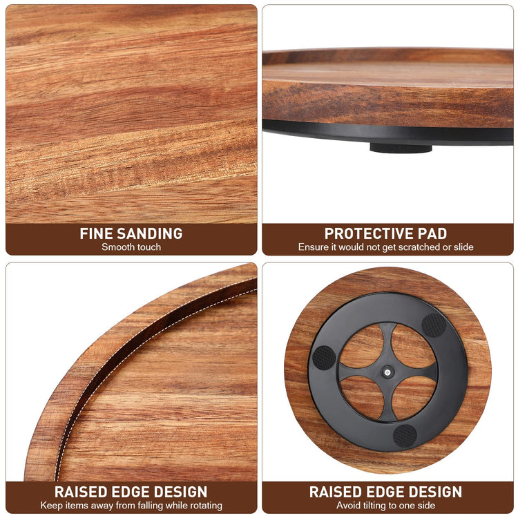6 Pcs 9 inch Acacia Wood Lazy Susan Organizers Kitchen Turntable Round Lazy Susan Turntable Tray for Kitchen Counter Pantry Table Organization Cabinet Bathroom (6 Count)