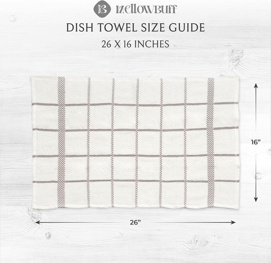 100% Cotton Terry Dish Towels, 4 Pack Checks, 16 x26 Inches, Super Soft and Absorbent Kitchen Towels, Perfect for Kitchen Cleaning and Dish Washing | Light Gray - Nestoria
