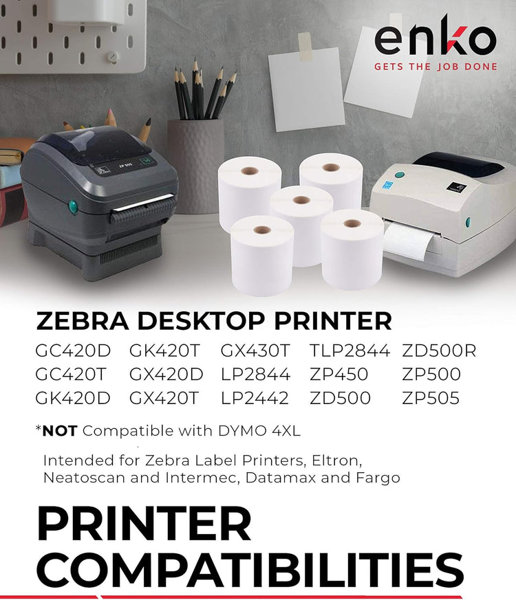 enKo (6 Rolls, 2,700 Labels) 4 x 6 Direct Thermal Address & Shipping Labels Compatible for Zebra 2844 ZP-450 ZP-500 ZP-505, Rollo, Eltron, Neatoscan