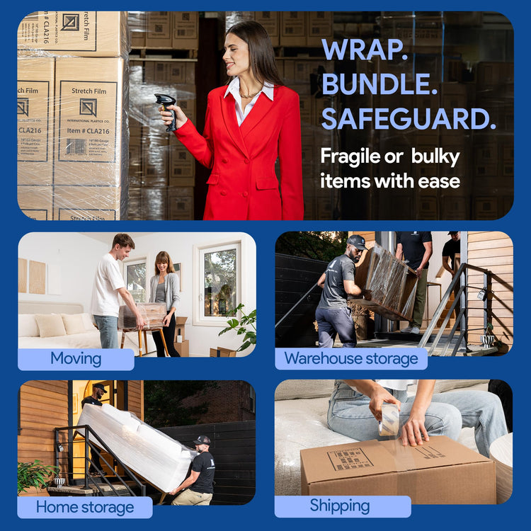 15" Plastic Stretch Wrap with Tension Handles (2 Count)