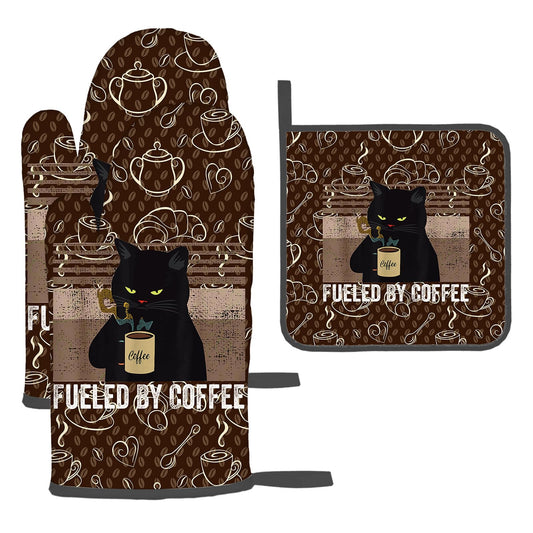 Vintage Cat Oven Mitts and Pot Holders Sets of 3 Retro Coffee Hot Pads (3 Count)
