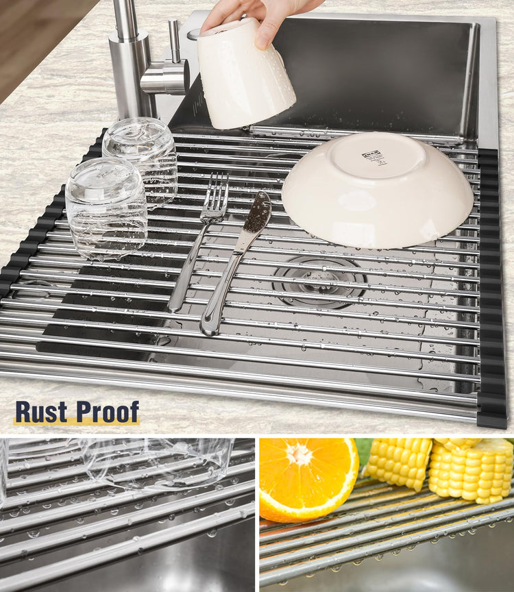 Roll Up Dish Drying Rack Over Sink