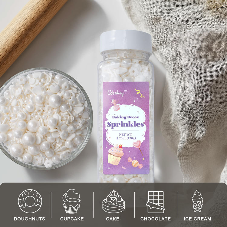 White Lovers Sprinkles for Cake Decorating 4.23ounce (4.23 Ounce)