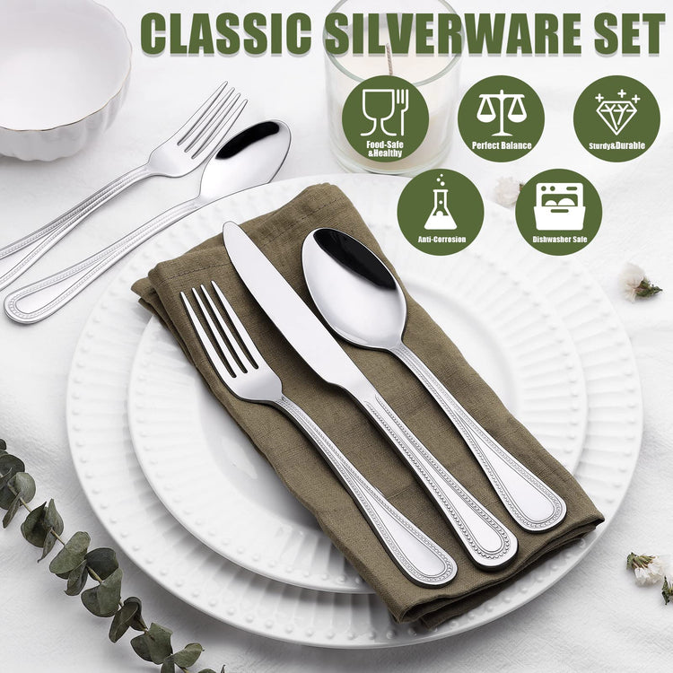 40 Piece Silverware Set for 8