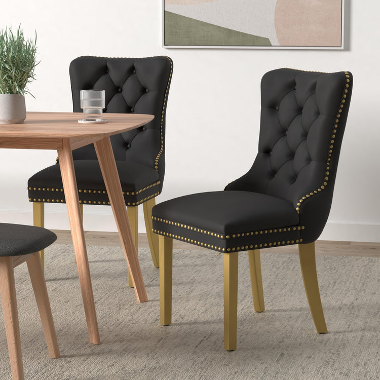 Black and Gold Velvet Dining Chairs Set of 6 (6 Count)