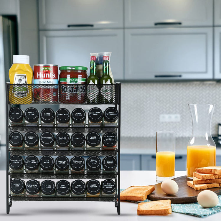 Spice Rack Organizer with 28 Spice Jars