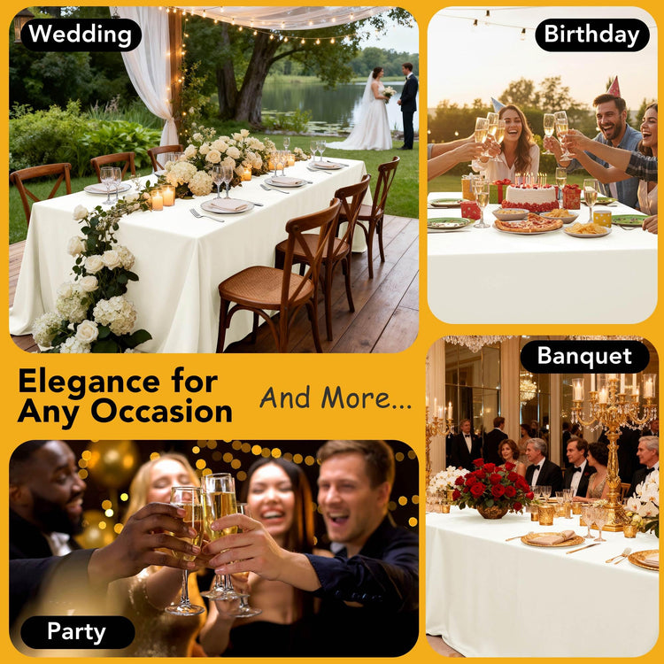 10 Pack Ivory Tablecloths for Rectangle Tables