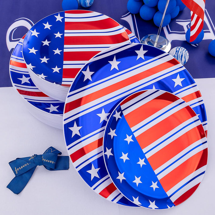 60PCS 4th of July Plates & Red White Blue Plates for Independence Day (60 Count)