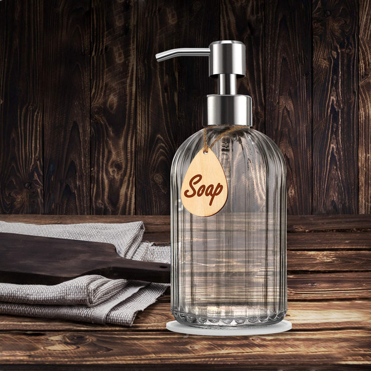 Thick Glass Soap Dispenser with Silicone Pad