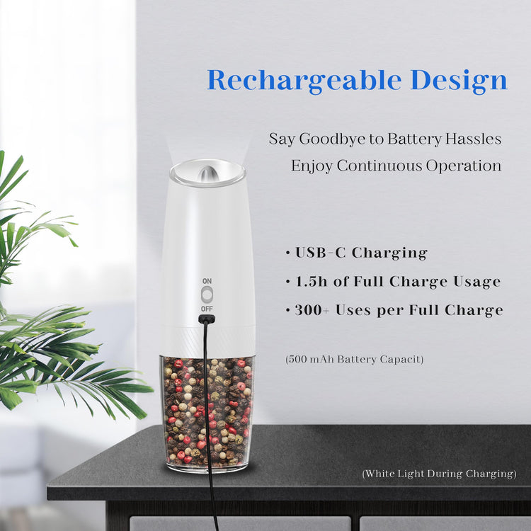 Rechargeable Salt Pepper Grinder Set (2 Count)