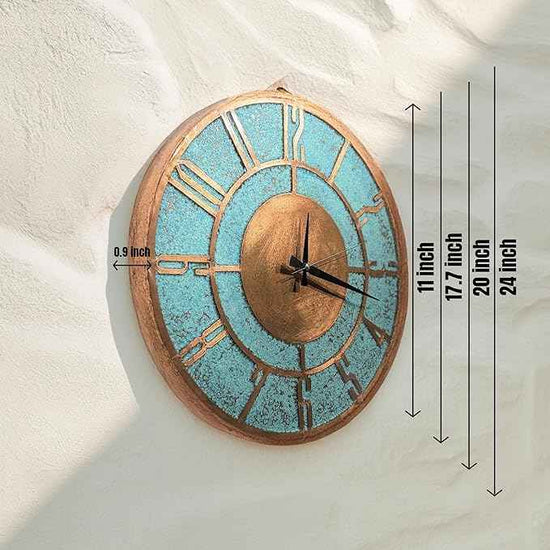 Handmade Copper Wall Clock Artisan Touch in Every Piece - Timeless Patina Wall Decor Copper Clock for Living Room, Office, Kitchen & Bedroom (17.7 Inch)