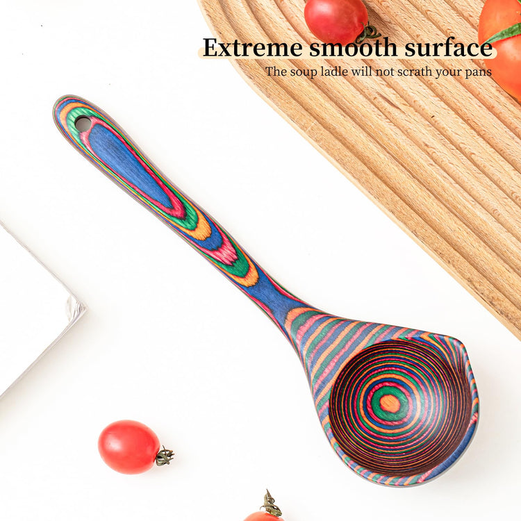 Pakkawood Rainbow Deep Soup Ladle with Spout