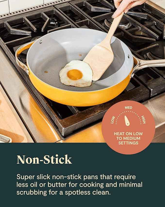 Caraway Deluxe Non-stick Ceramic Cookware Set (16 Piece) Pots, Frying Pans, Lids and Kitchen Storage - PFAS & PFOA Free - Oven Safe Pan Set & Compatible with All Stovetops - Marigold