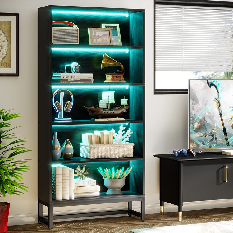 Tall Bookcase Black Bookshelf