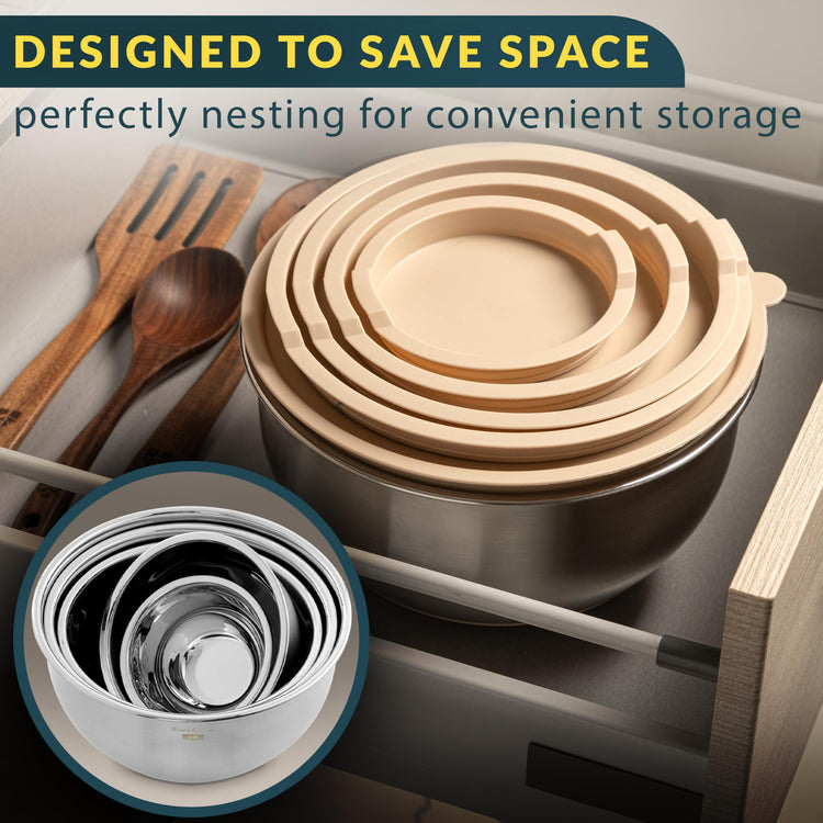 Stainless Steel Mixing Bowls with Lids Set (5 Count)
