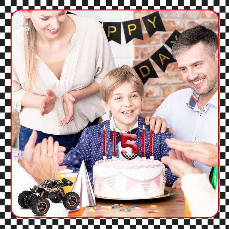 13PCS Racing Car Theme Birthday Candle Set with Checkered Flag Design (13 Count)