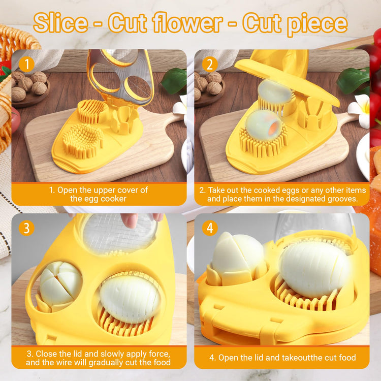1 Pack Yellow Heavy Duty Egg Slicer with 3 Cutting Modes