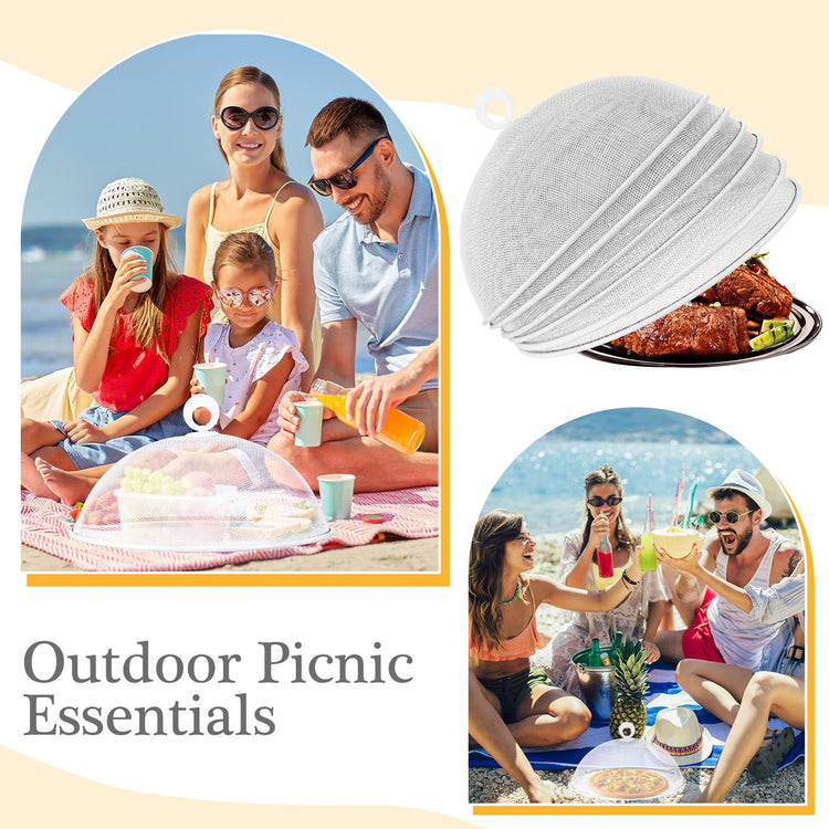 6 Pcs Metal Mesh Food Cover Outdoor Mesh Food Tents Dome Screen Plate Covers for Dinner Plates Reusable Fruit Fly Nets Picnic Umbrella for Table