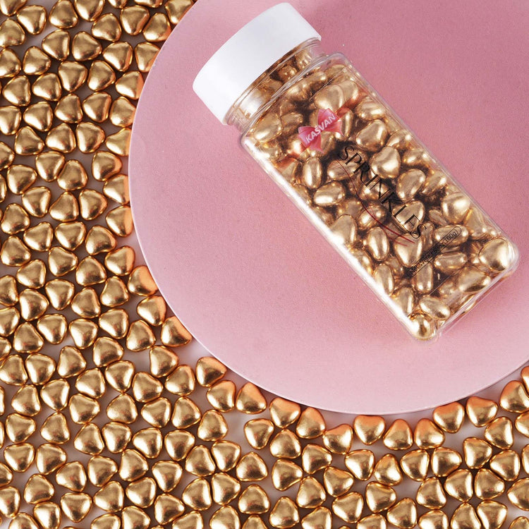 Gold Heart Shapes Sprinkles (4.58 Ounce)