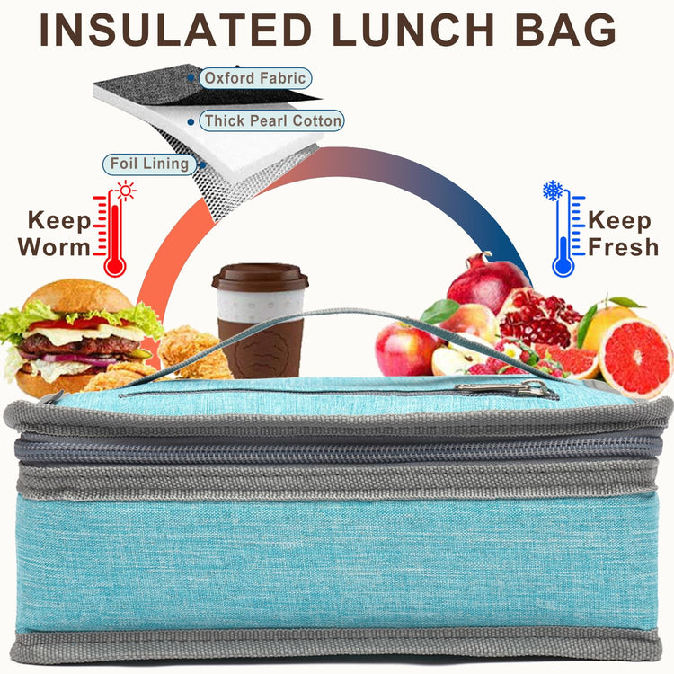 Small Insulated Lunch box Portable Soft Bag Mini Cooler Thermal Meal Tote Kit with Handle for Work & School