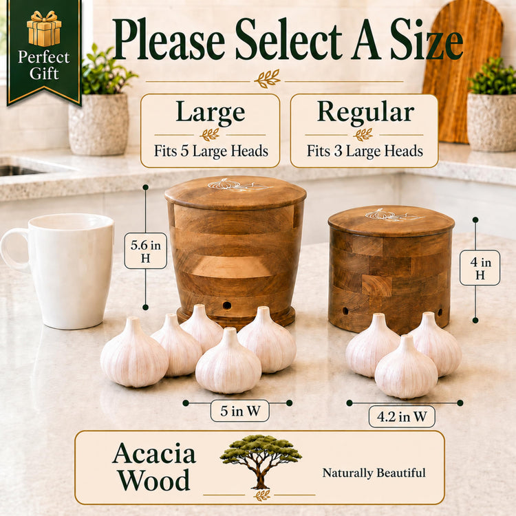 The Always Fresh Acacia Garlic Keeper For Counter With Lid
