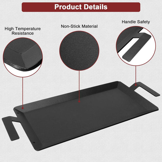Carbon Steel Griddle - Professional Cookware Griddle Pan for Induction, Stove Top, Gas Grill, Cooktop, Electric and more, 24" x 10" NonStick Flat Top Griddle Plate Skillet, Indoor/Outdoor Use - Nestoria