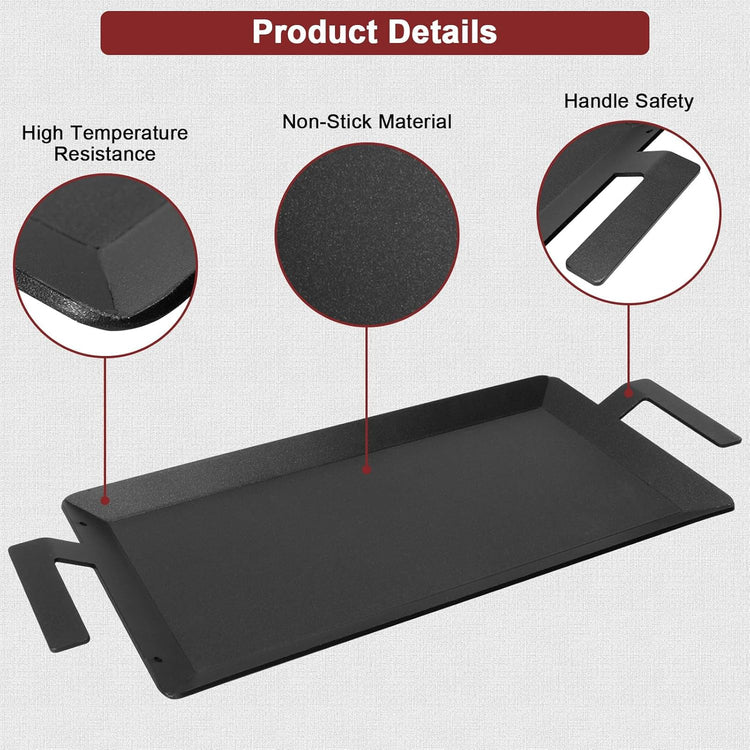Carbon Steel Griddle - Professional Cookware Griddle Pan for Induction, Stove Top, Gas Grill, Cooktop, Electric and more, 24" x 10" NonStick Flat Top Griddle Plate Skillet, Indoor/Outdoor Use - Nestoria