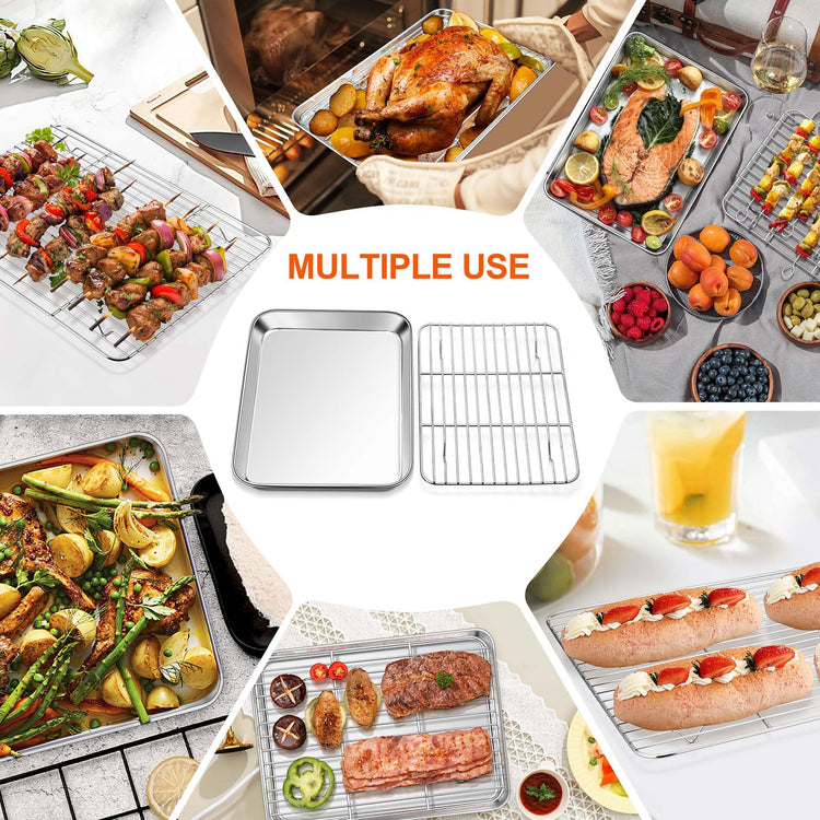 Mini Baking Sheet with Wire Rack for Toaster Oven