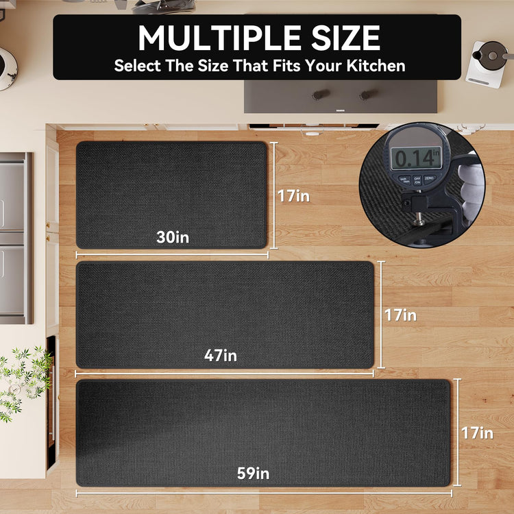Extra Long Kitchen Runner Rugs Kitchen Mat Non Slip Black 17"x95" (14.397 Sq Ft)