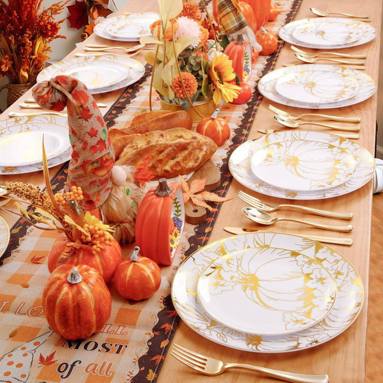 60PCS Thanksgiving Plates & Gold Pumpkin Plates (60 Count)