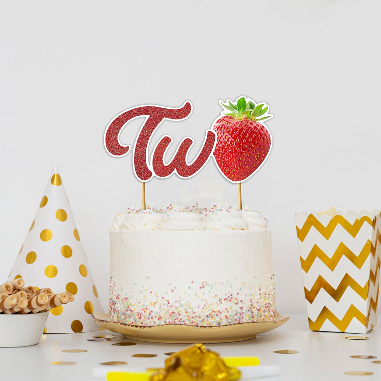 Real Strawberry Two Cake Topper