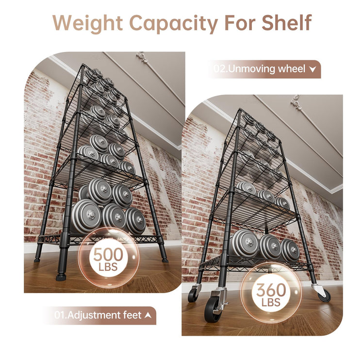 Small Wire 5 Adjustable Shelves Pantry Metal Shelf Floor Organizer